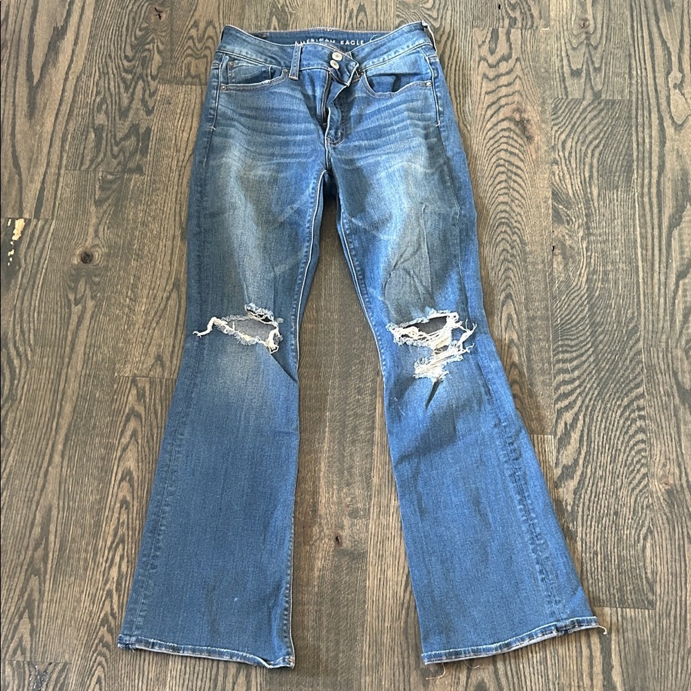 Distressed Blue Jeans